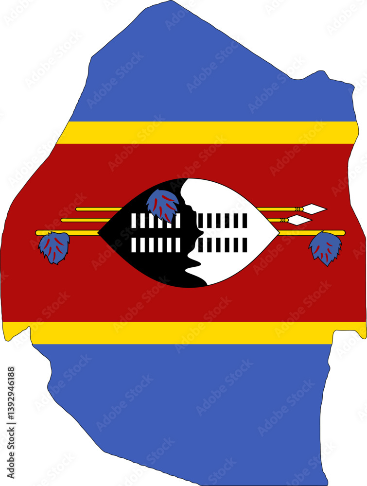 Eswatini flag on the map illustration vector with transparent