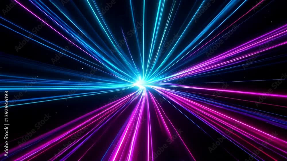 Túnel de velocidad luz con luces de neón – Viaje futurista a través del espacio