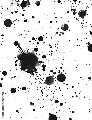 Abstract ink splatters on white background