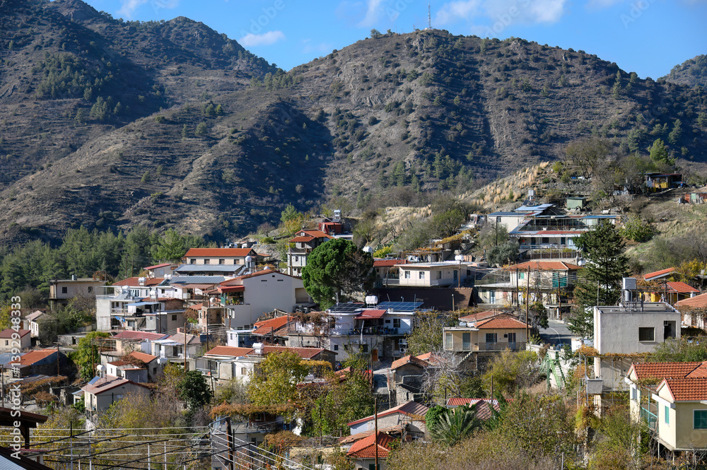 Fototapeta premium Platanistasa village in the Troodos mountains, Pitsilia region, Nicosia District, Cyprus