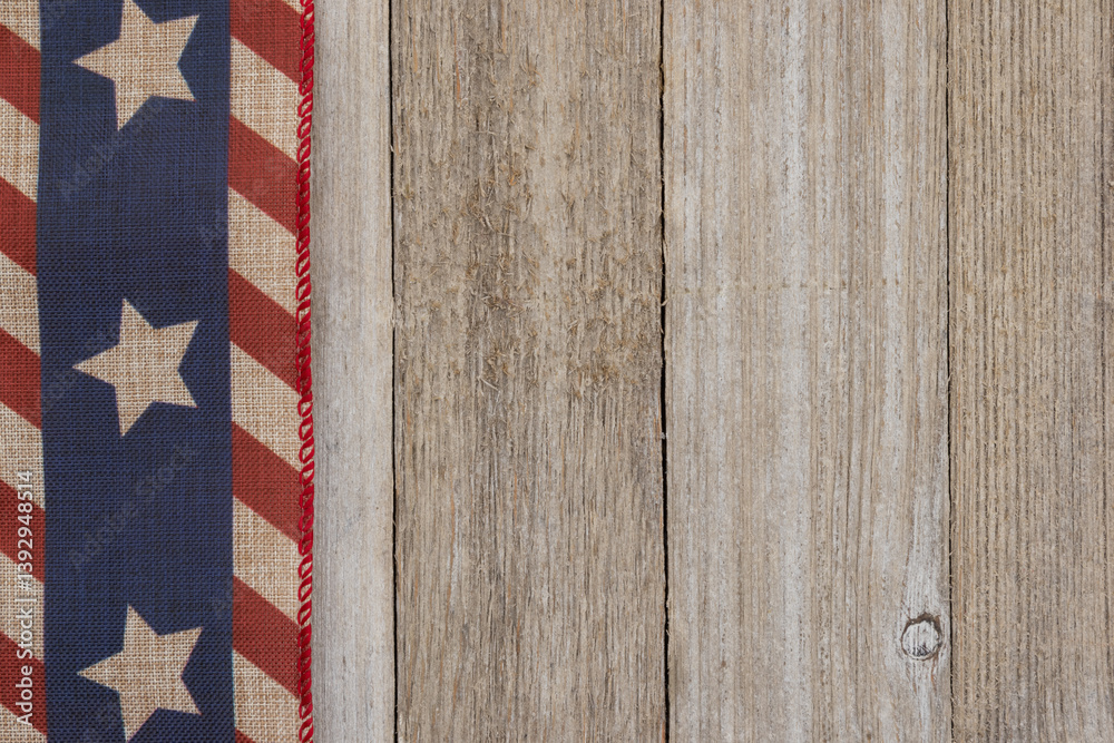 Retro USA red, white and blue stars on wood American background