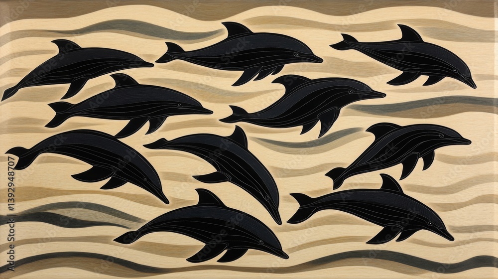 Naklejka premium A pod of dolphins swimming gracefully in the ocean