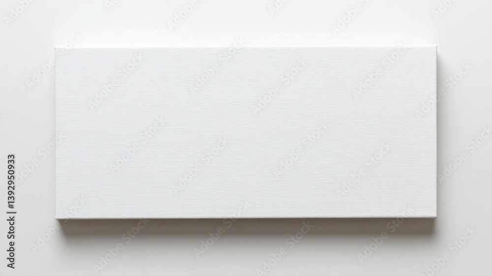Blank white canvas on a white surface, ideal for painting or mockup purpose
