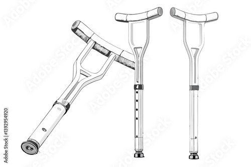 Forearm Crutches Medical Equipment Illustration Mobility Aids Isolated On White