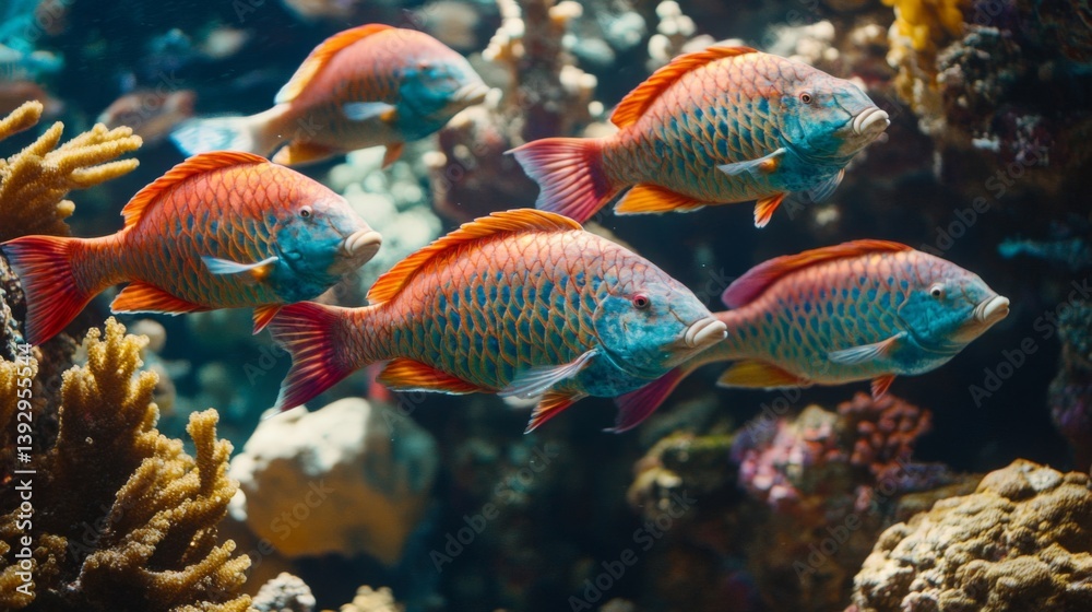 Fototapeta premium Vibrant Reef Fish in a Colorful Underwater Scene