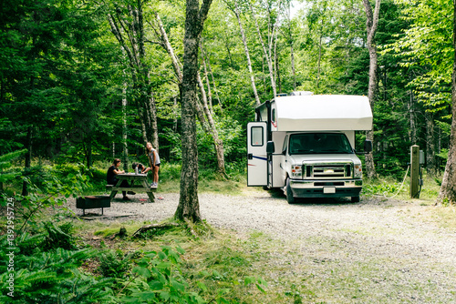 Camping with a Motorhome at Fundy national park, Canada