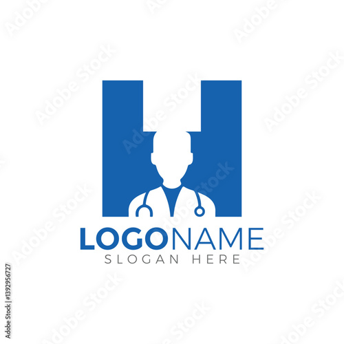 Medical Service Letter H Logo Design Vector