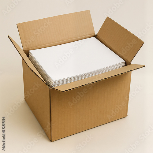 open cardboard box with paper inside