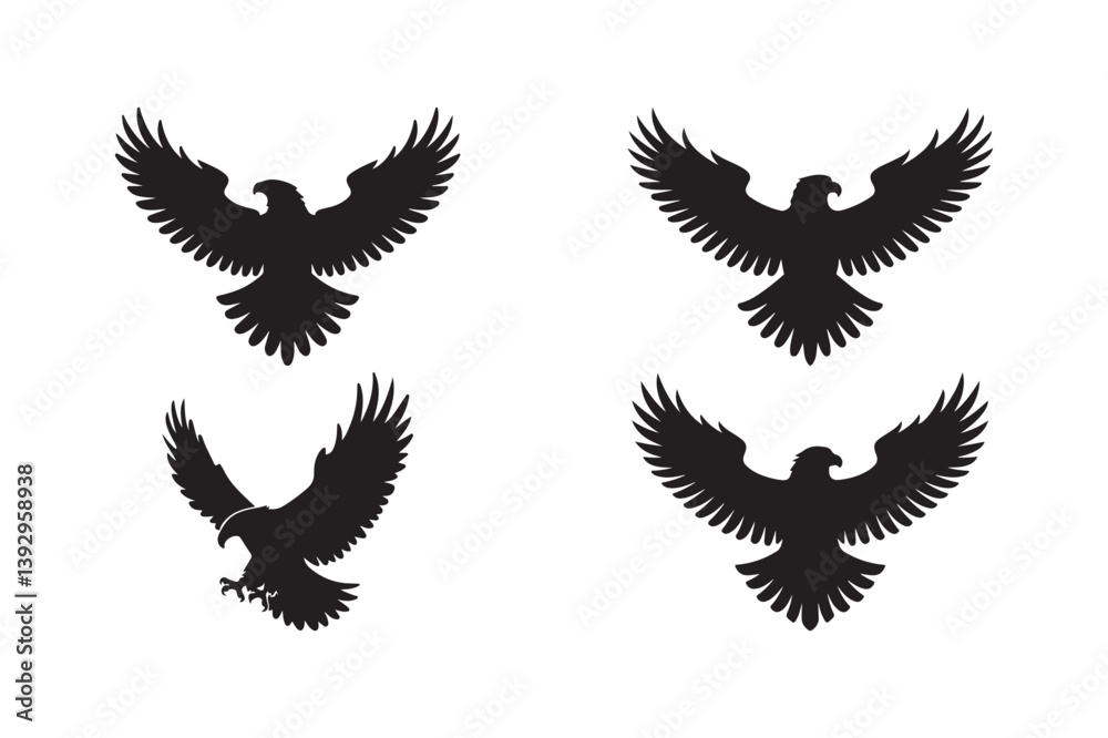 Obraz premium Flying Eagle Silhouette Logo Icons Bird Vector Clipart Set