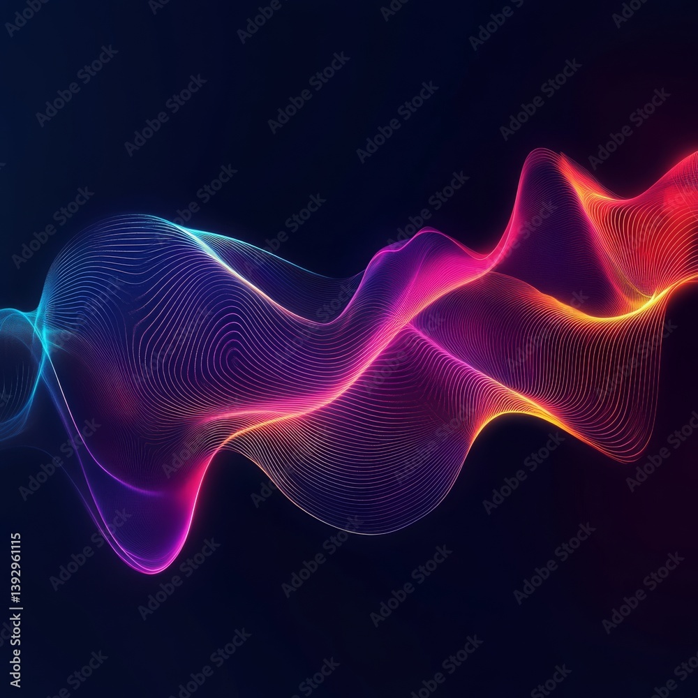Fototapeta premium abstract art featuring a dynamic digital waveform isolated on a minimalistic background , flowing undulating digital lines that mimic sound waves