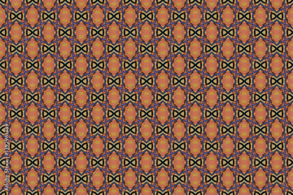 Obraz premium Seamless Digital Perspective Geometric Shape Interior Symmetric Decoration Art Texture Design Graphic Fabric Textile Endless Tile Wallpaper Cloth Background Template Luxury Fashion Visual Pattern.