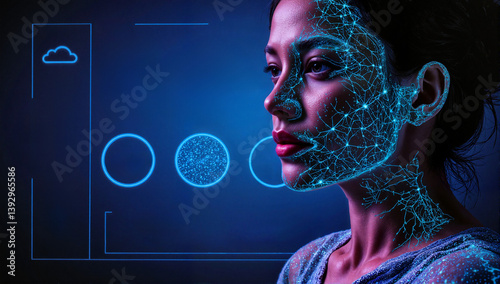 Connected to data cloud, monitoring vital stats in cyberpunk setting