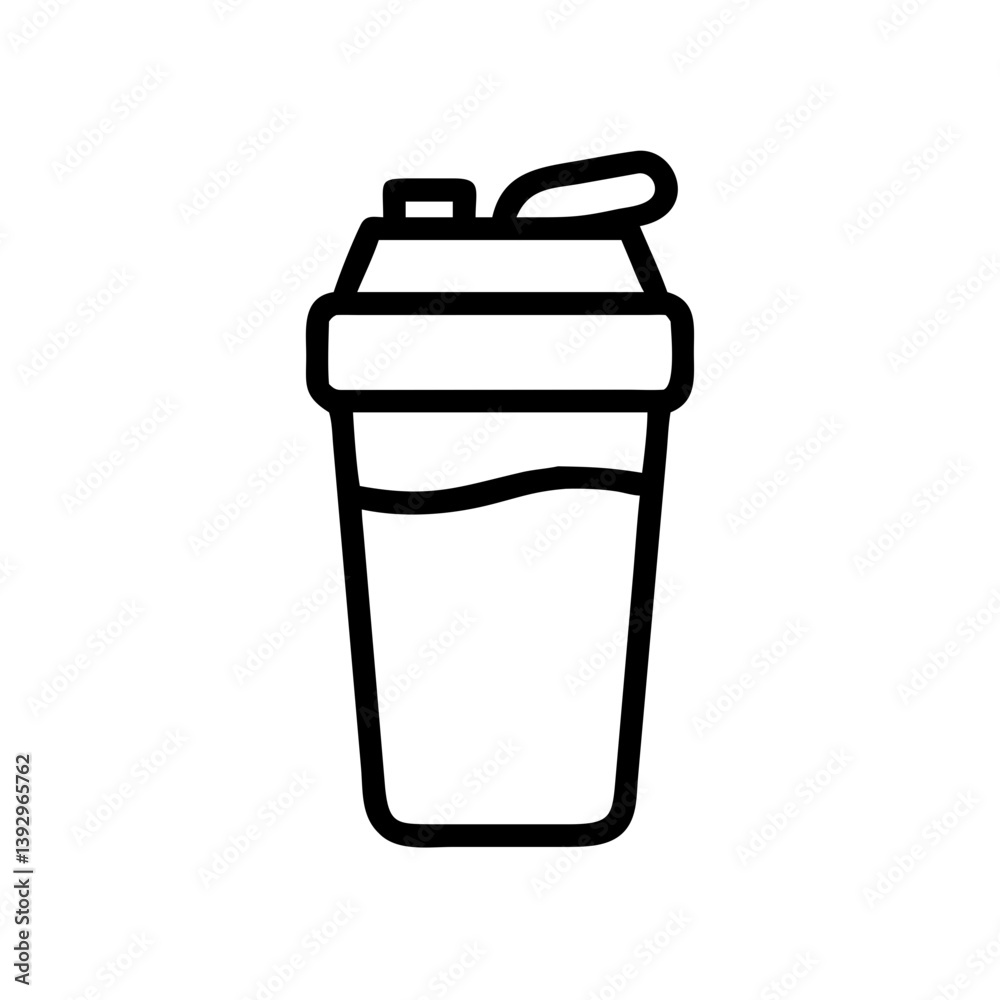 Protein shake icon in minimalist style against white background Protein shake icon in minimalist style against white background
