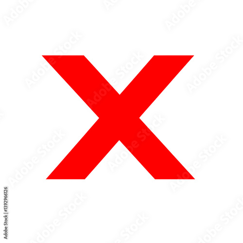 Vector icon of a red X mark, simple flat design, transparent  background, png