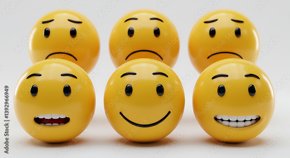 Variety of Emotion Emoticons Showing Happy Sad and Other Facial Expressions Variety of Emotion Emoticons Showing Happy Sad and Other Facial Expressions