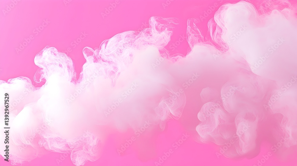 A pink background with a white cloud of smoke