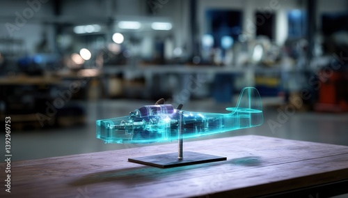 Wallpaper Mural Holographic model of an airplane on display table. Torontodigital.ca