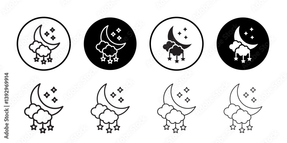 Obraz premium Moon and stars icon vector logo set collection for web app ui
