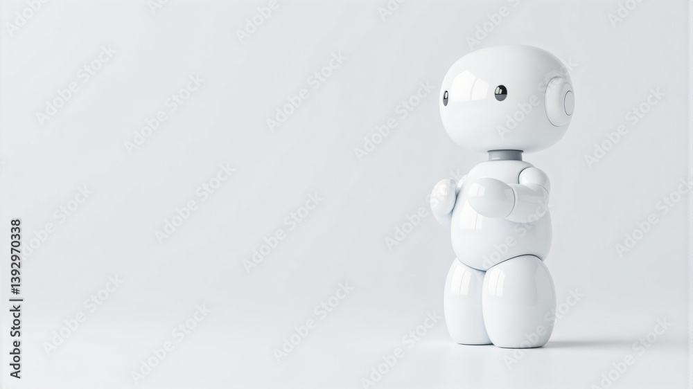 Fototapeta premium Cute Robot Toy Standing in Minimalist Style