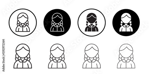 School girl icon vector logo set collection for web app ui