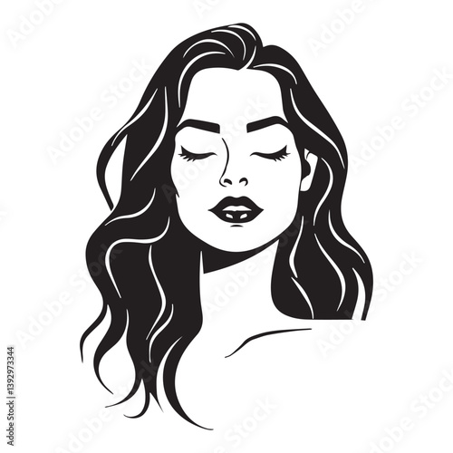 beautiful woman face silhouette vector.