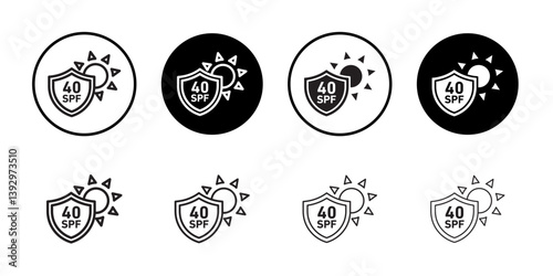 Sun protection factor 40 icon vector logo set collection for web app ui