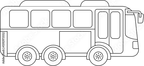 Outline Drawing of a Modern Coach Bus with Three Axles