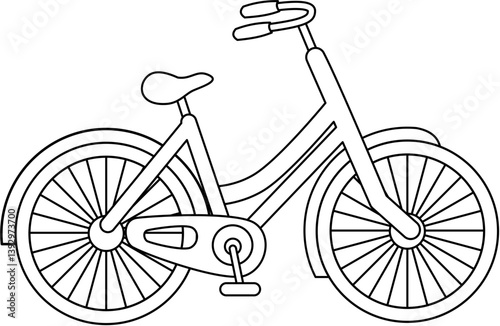 Line Art Illustration: Classic Cruiser Bicycle with Spoked Wheels