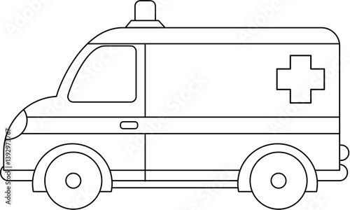 Line Art Illustration: Simple Ambulatory Vehicle Side View