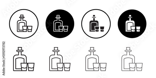 Tequila bottle and glass icon vector logo set collection for web app ui
