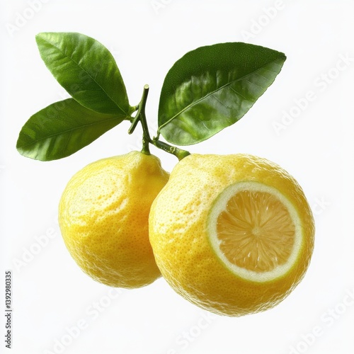 lemon with leaves
