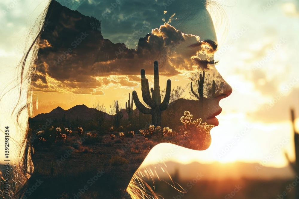 Desert Landscape with Woman's Face