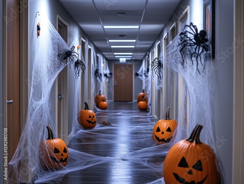 Obraz na płótnie Halloween Hallway with Pumpkins w salonie