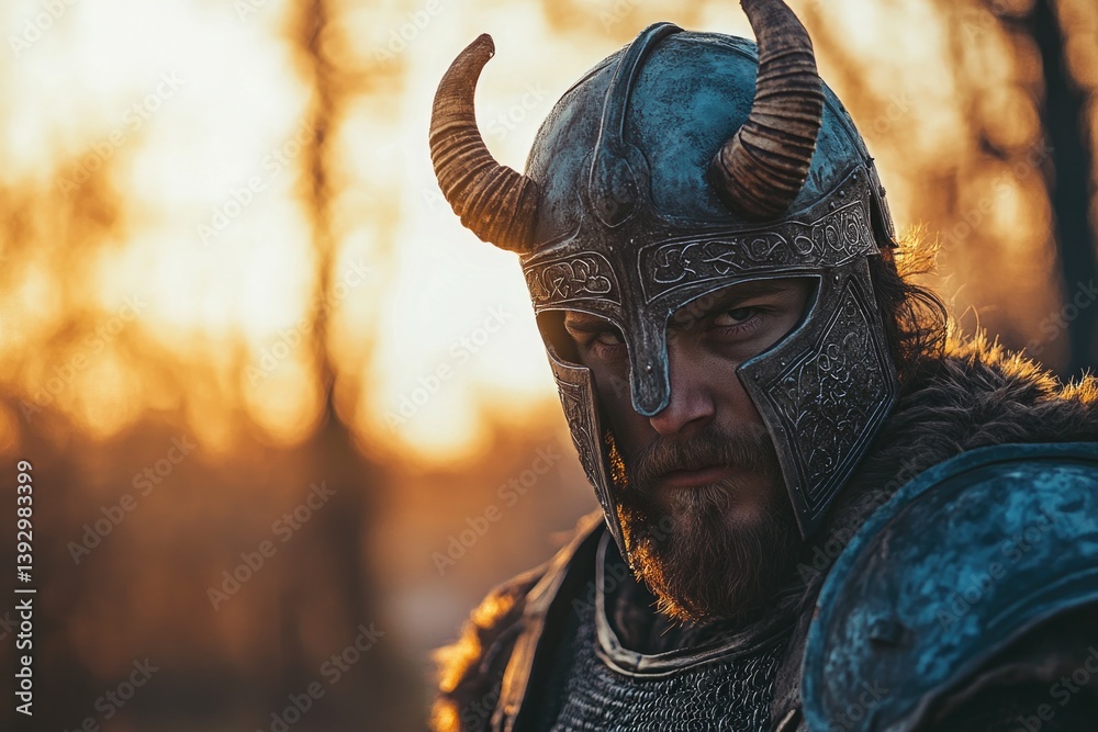 Man with horned helmet