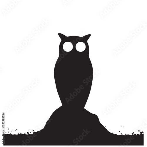 wise owl silhouette nocturnal bird vector art.