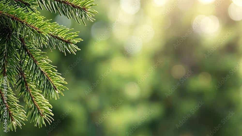 Sunlight Through Evergreen Branches: A Serene Forest Scene