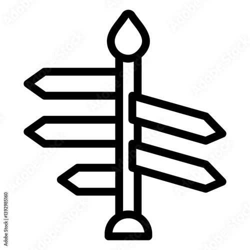 Direction arrows column line icon, navigation concept. Vector graphics. City directional pointer sign on white background, style mobile or design.