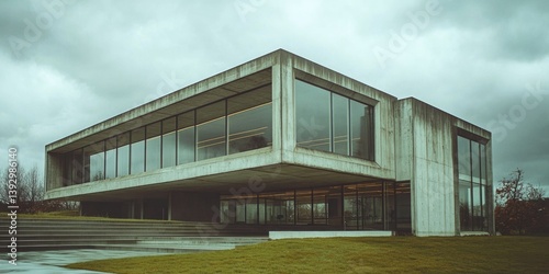 Concrete Building with Large Windows