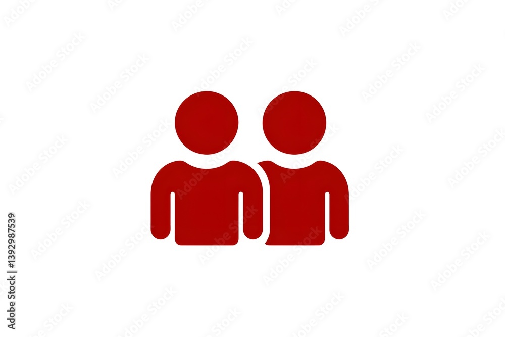 Two red people icons, standing side by side, represent connection and community. They're a visual symbol of friendship, partnership, and unity. Two red people icons, standing side by side, represent connection and community. They're a visual symbol of friendship, partnership, and unity.