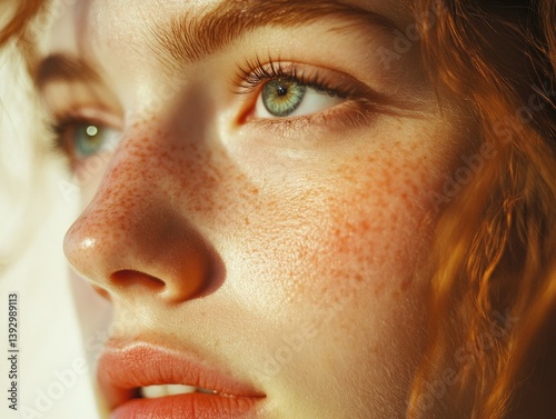 Obraz na płótnie Woman with Freckles Close-up w salonie
