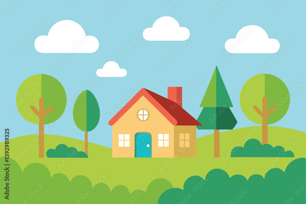 Fototapeta premium landscape with trees and houses