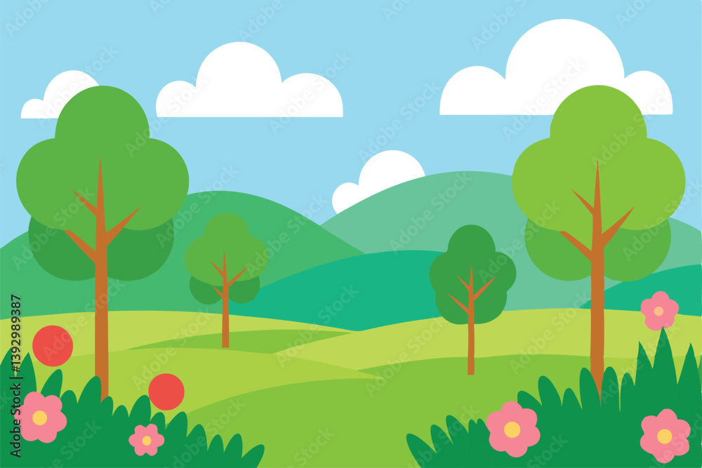 Obraz premium blank meadow flower landscape tree