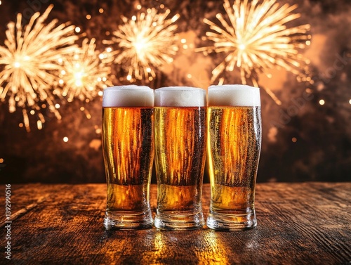 Obraz na płótnie Beer and FireWorks w salonie
