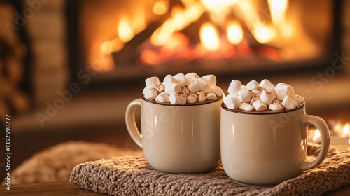 Hot Chocolate by Fireplace