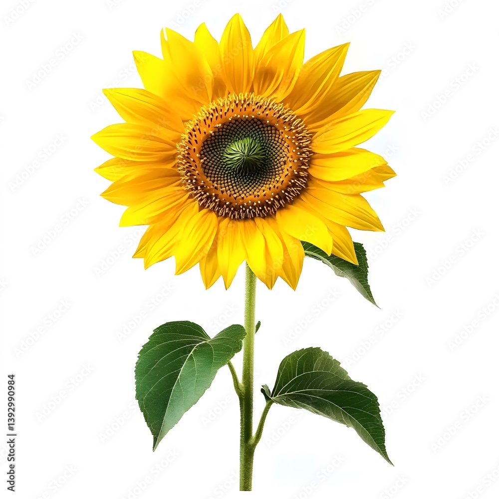 Obraz premium Vibrant Sunflower Isolated on White Background,