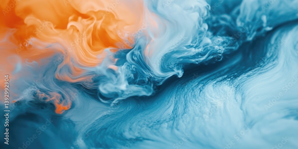 Blue Orange Liquid Close Up