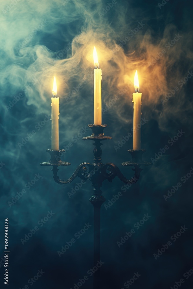 Lighted Candles in Dark Room