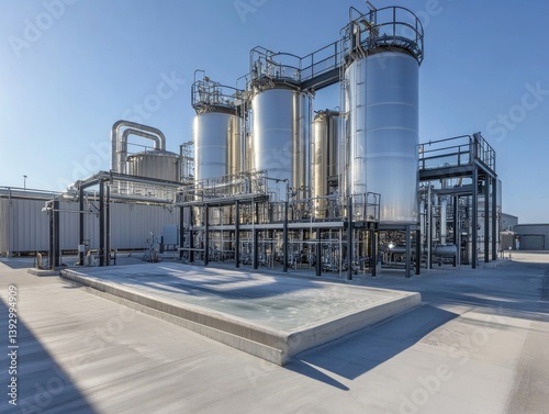 Industrial complex with multiple tanks