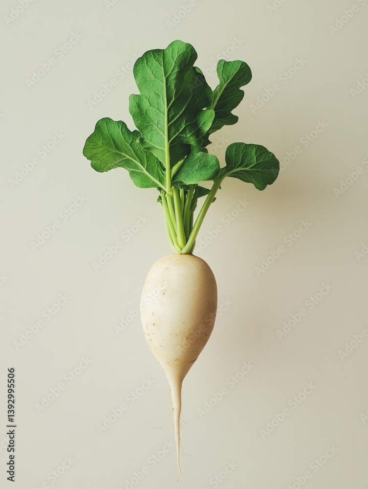 White Radish with Green Leaves