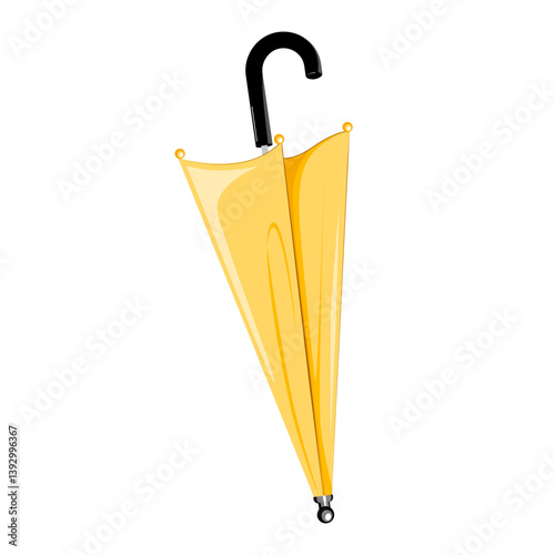 Closed yellow umbrella for raining weather